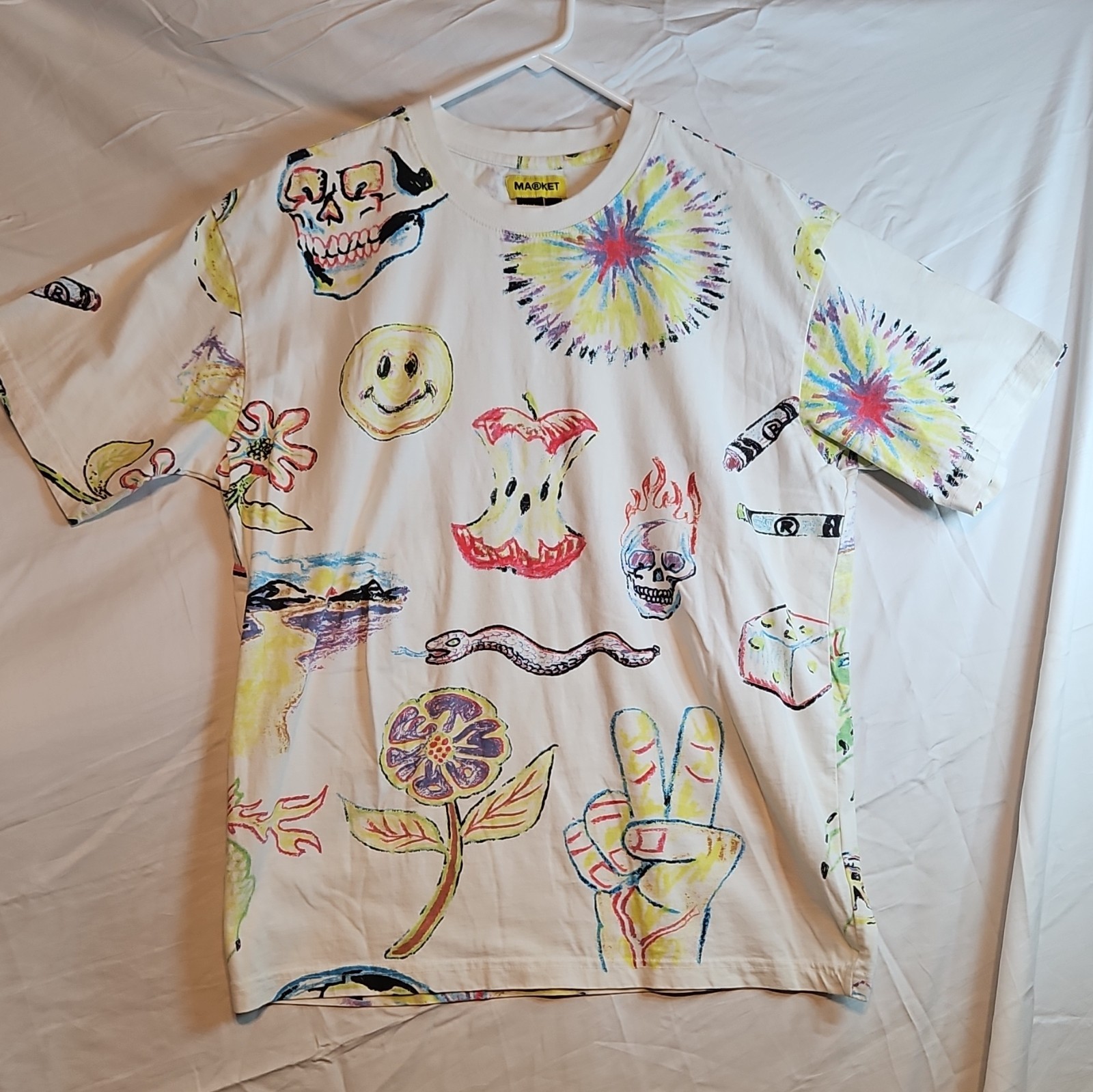 MARKET Smiley Graphic Logo Print Crew Neck Short Sleeve T-Shirt White L gallery