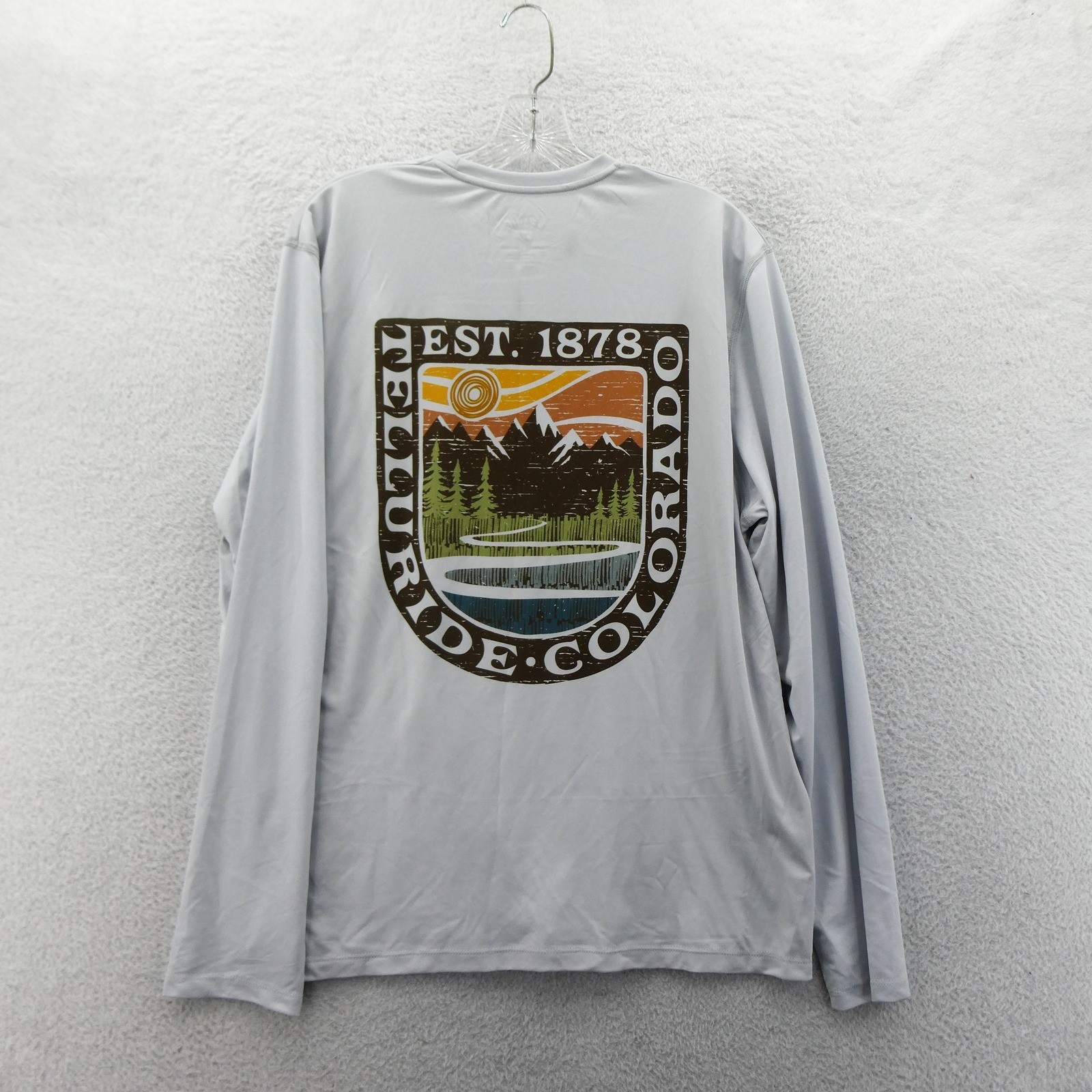 League Long Sleeve Shirt Men Large Telluride Colorado Gray Graphic Recycled Poly gallery