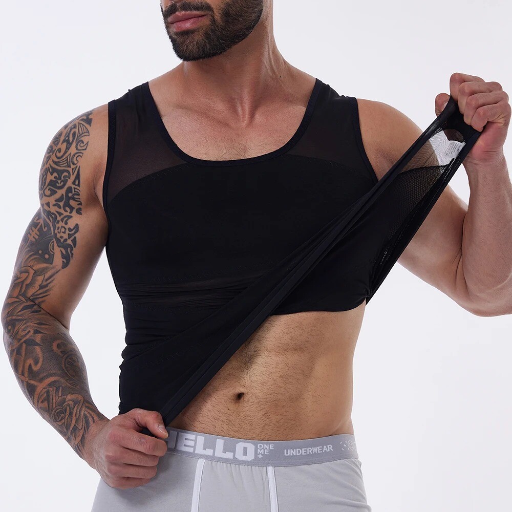 Men Slimming Body Shaper Tank Top Abdomen Gynomastica Compression Vest Shirt gallery