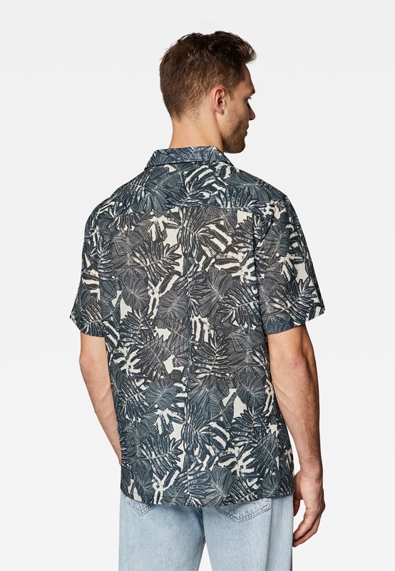 Mavi Men's Shirts Resort Shirt, Multicolor (White/Grey), L gallery