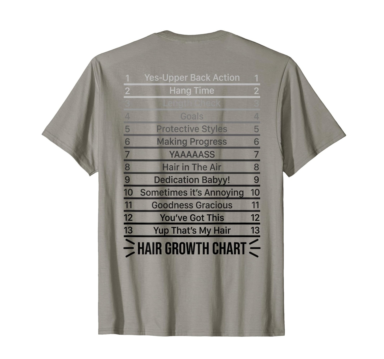 Long Hair Length Check for Your Stylish Hair Growth Chart T-Shirt
