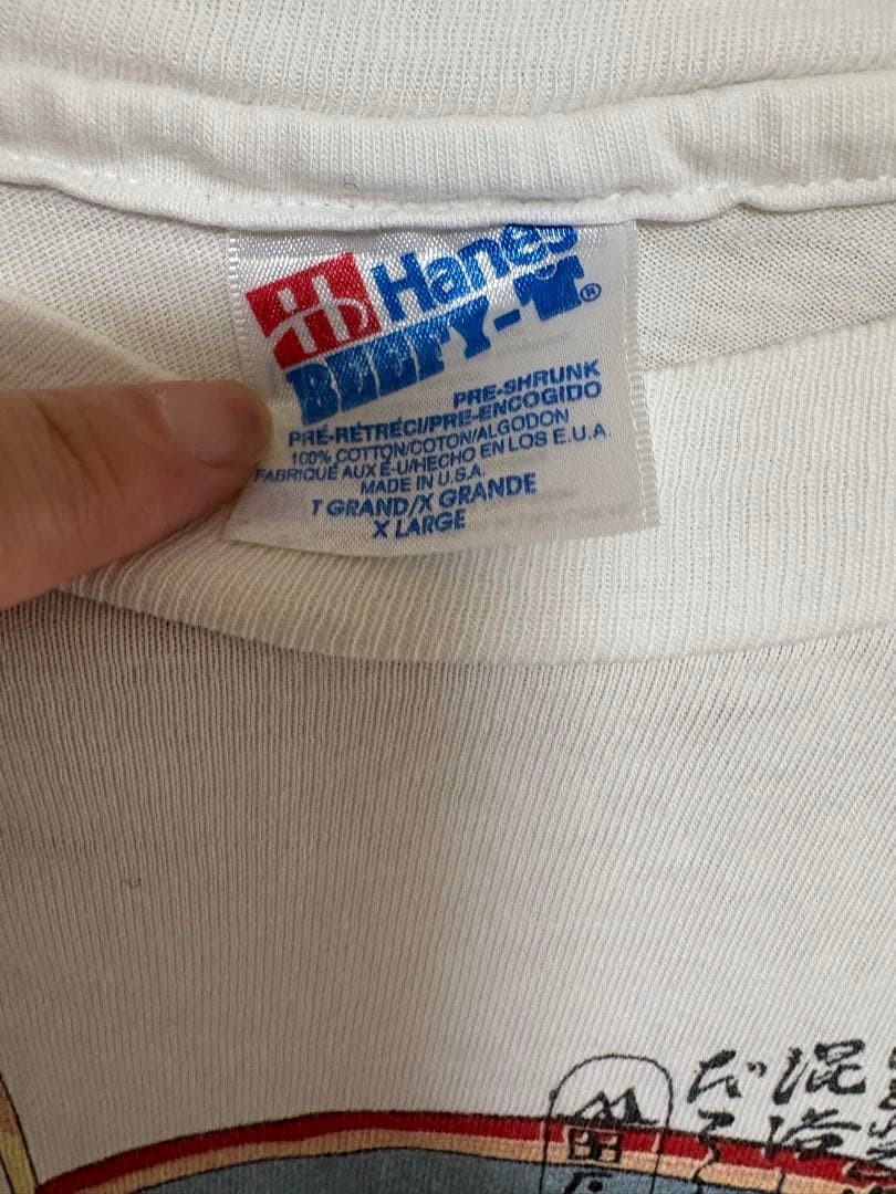 90s Hanes Beefy-T USA Made Ukiyo-e Ten Thousand Waves Graphic T-Shirt XL gallery