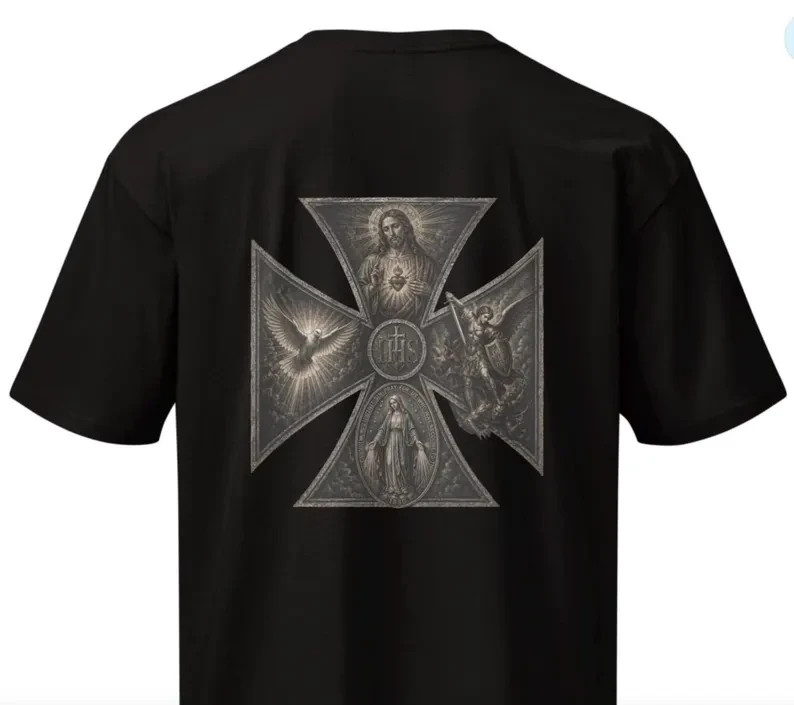 Men's Christian Warrior Cross Shirt, Saint Michael Faith Apparel shirt gallery