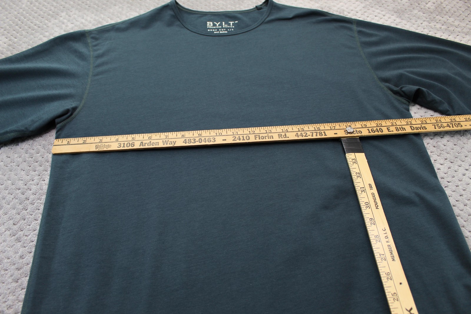 BYLT Shirt Mens XL Green Blue Drop Cut Long Sleeve BYLT Blend Basics Stretch Tee gallery