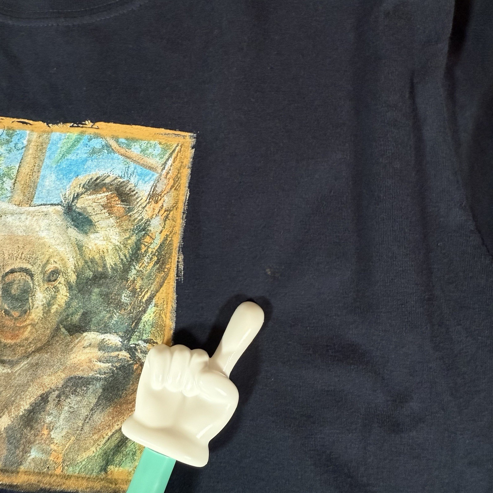 Vintage LL Bean Koala Bear T Shirt Kids XL (Fits Mens Slim L) Navy Blue Y2K gallery