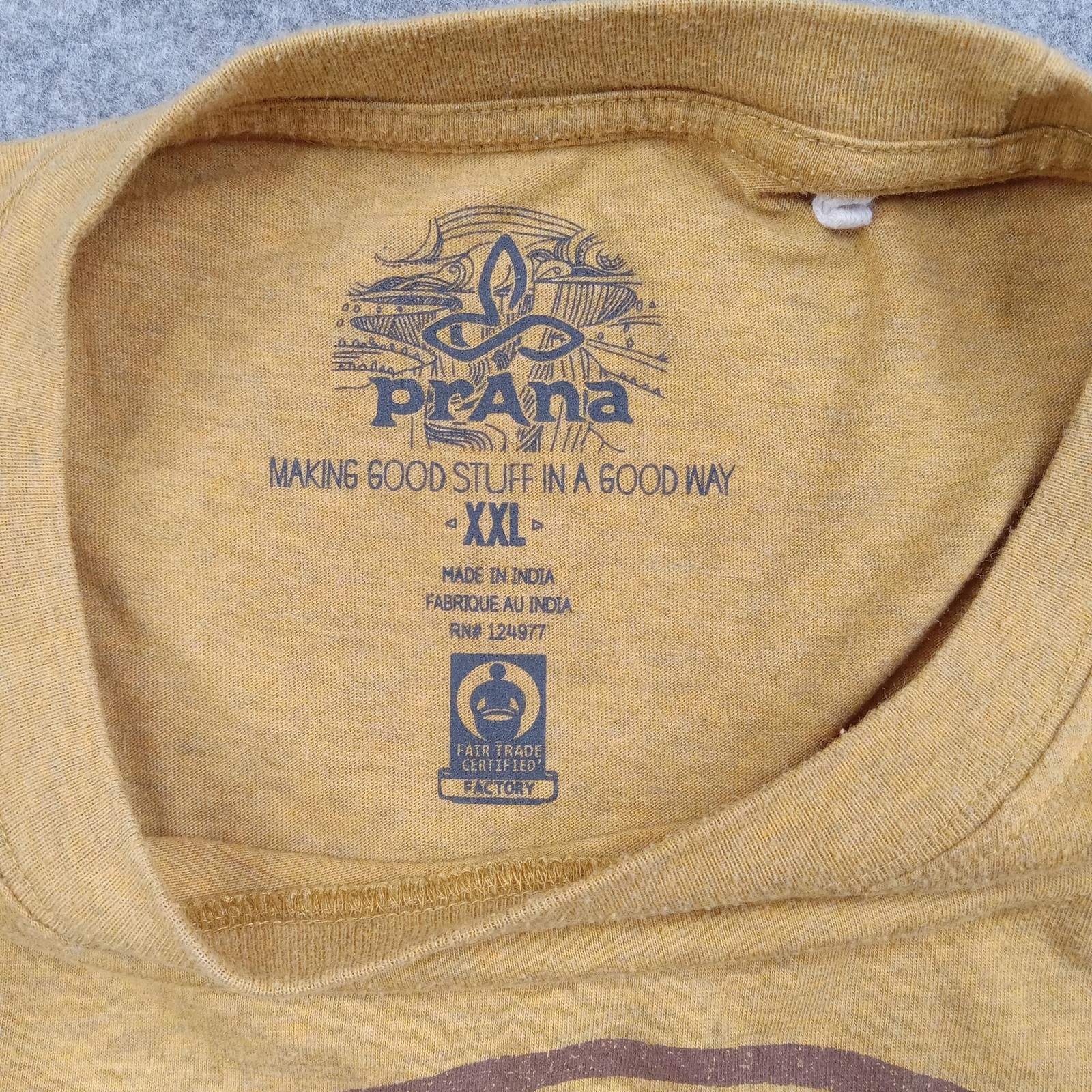 prAna Shirt Mens 2XL Yellow Sustainable Clothing Movement Graphic Crewneck Tee gallery