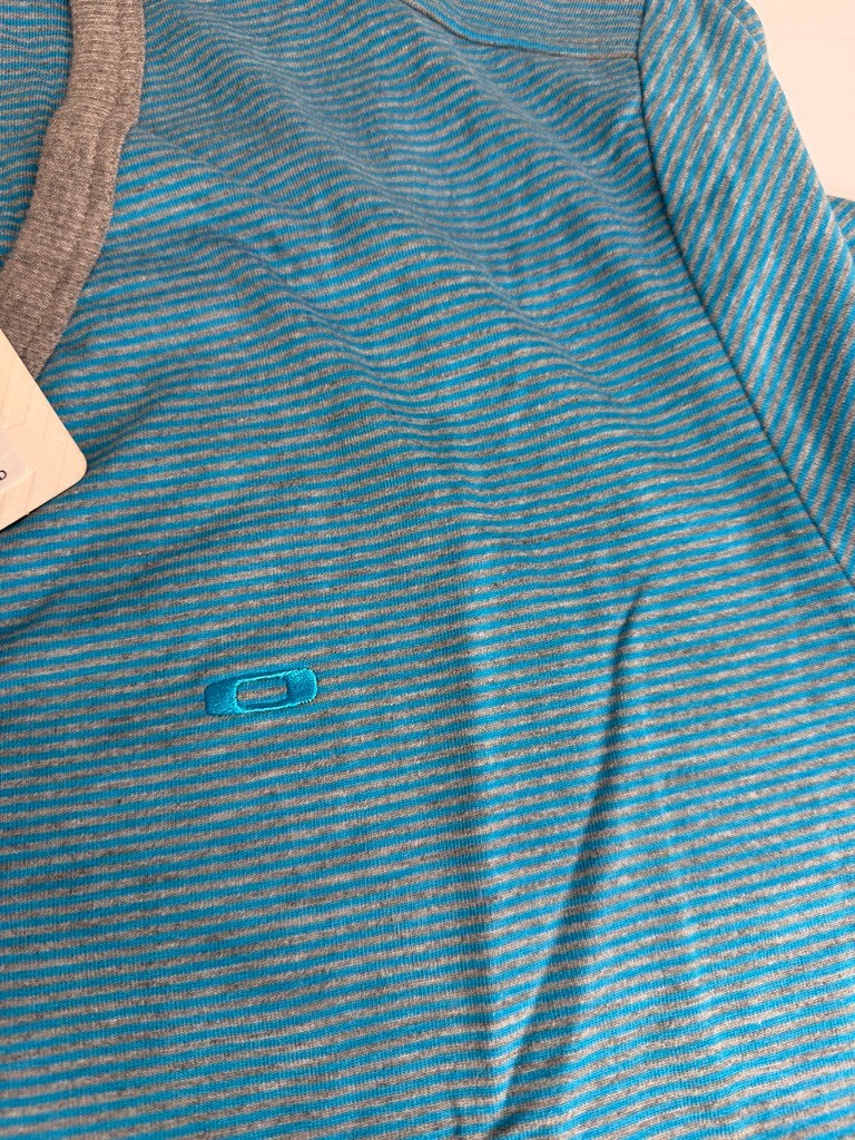 Oakley Shirt Men XXL Henley Stripe Sandy Side Up Work Party Train Gym Core Ne gallery