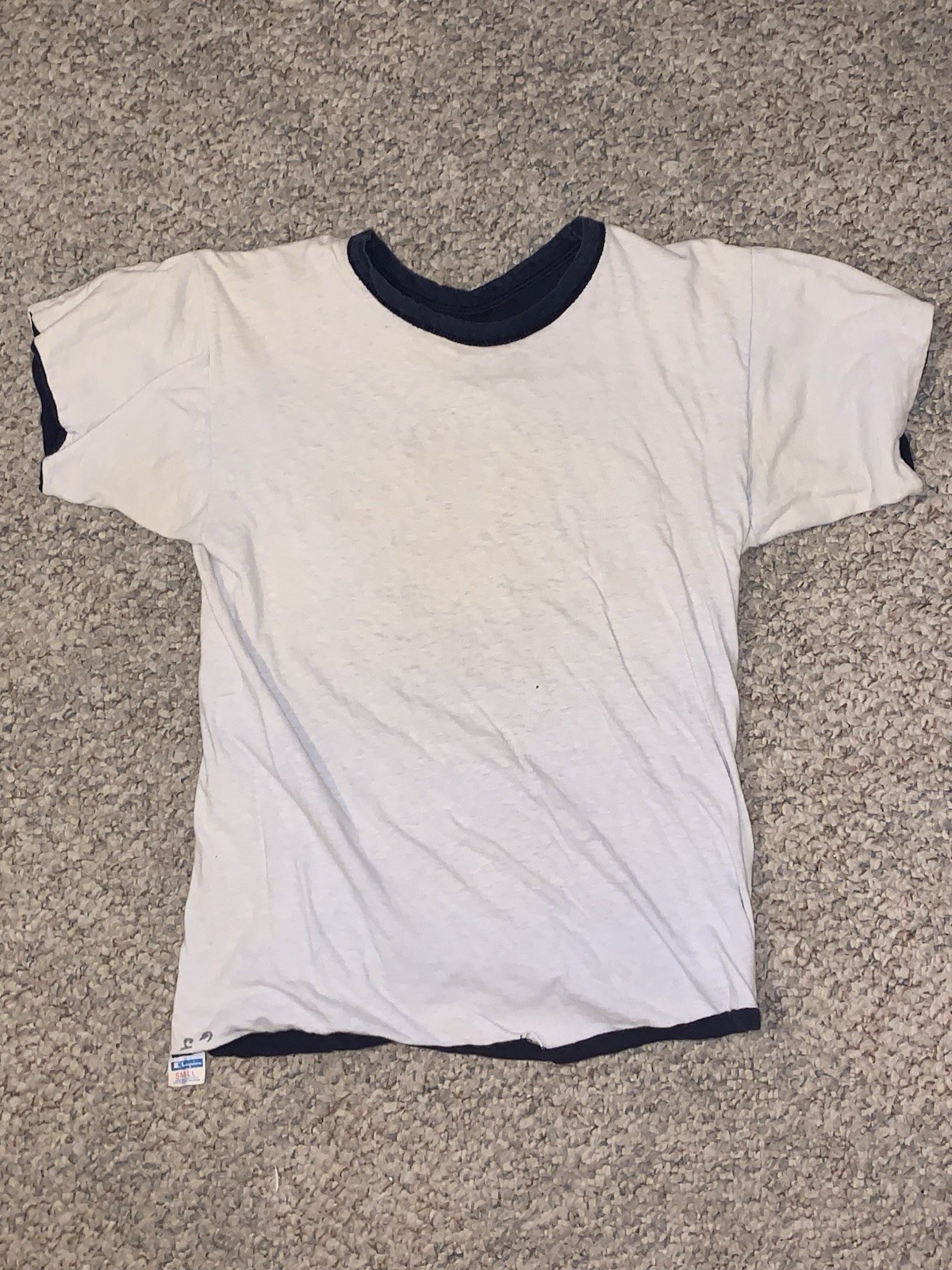 Vtg 70s Champion Reversible Double Face College P.E. Gym T Shirt Sz S Blue Bar gallery