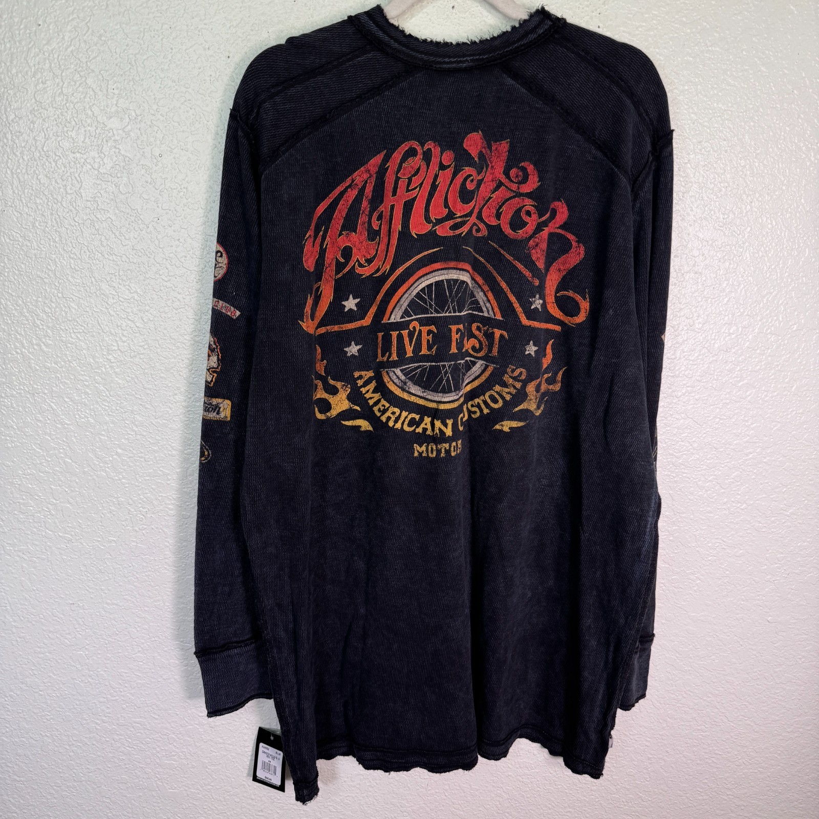 Affliction Thermal Shirt Mens 4X Dakota Hills Reversible Tee Live Fast Y2K NEW gallery