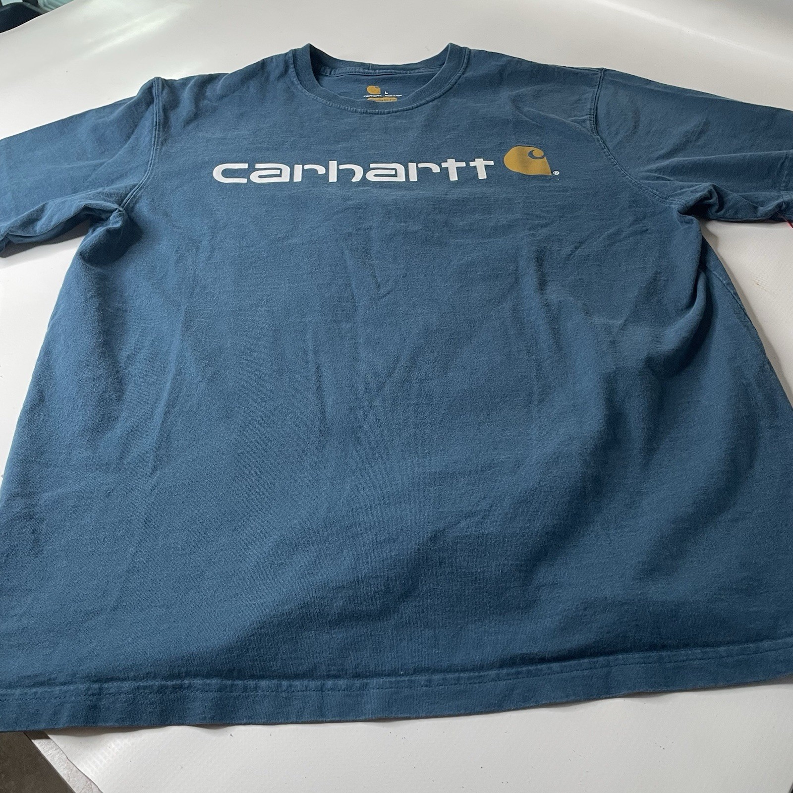 Carhartt K195 Men's Blue Logo Graphic Print Crew Neck Tee Original Fit L gallery