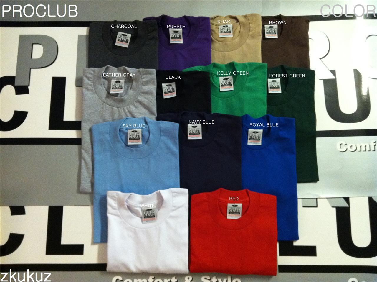 12 NEW PROCLUB HEAVY WEIGHT T-SHIRT COLOR PLAIN PRO CLUB XLT-3XLT TALL 12PC gallery