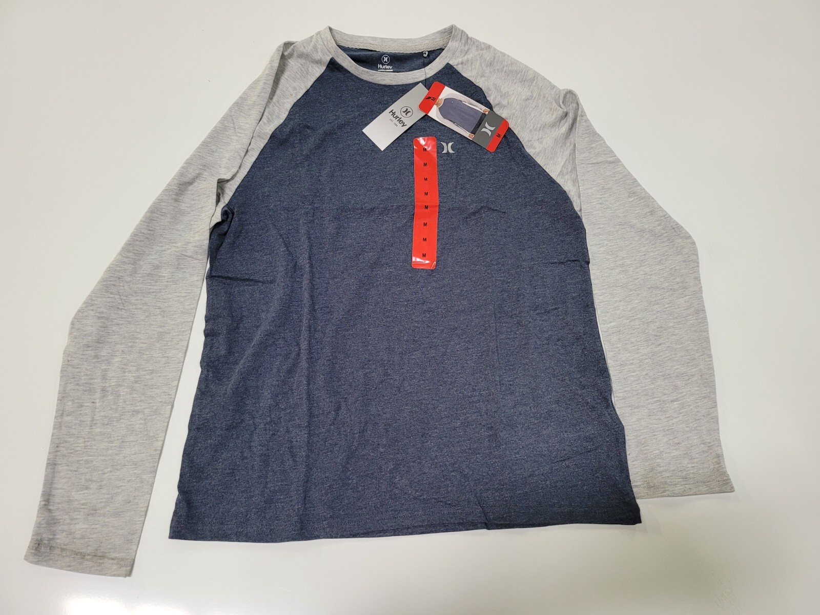NWT Hurley Men's Raglan Long Sleeve Tee Shirt Red, Blue, Grey available in Sizes gallery