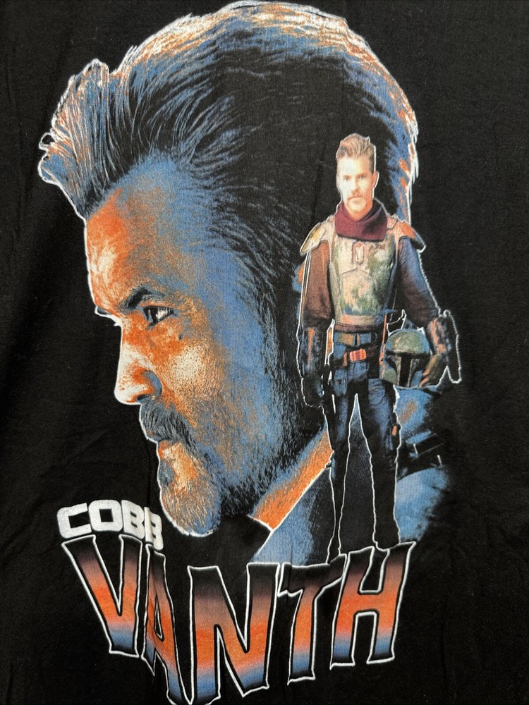 Cobb Vanth Marshal Mandalorian Star Wars EI-LO Black Men’s T-Shirt Size Large
