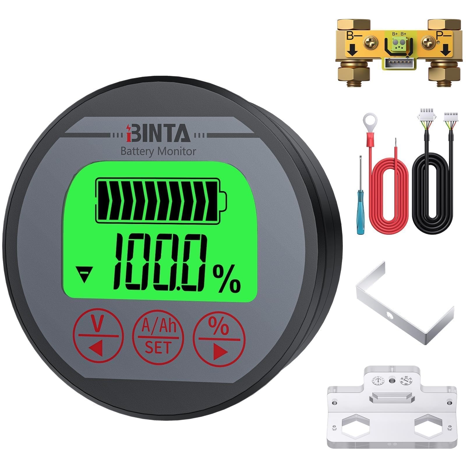 Battery Monitor with Shunt 8-120V 0-500A Voltmeter Ammeter, Voltage Current M…