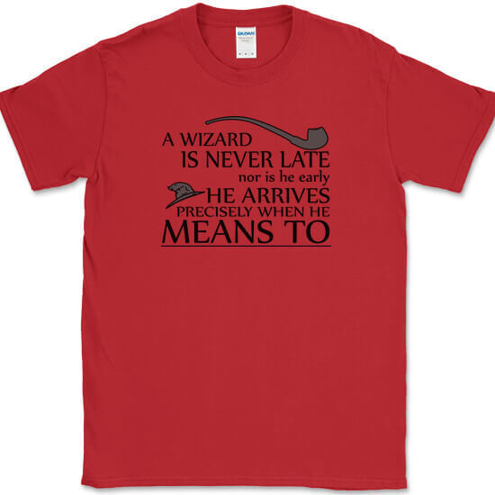 A Wizard Is Never Late T-Shirt Funny Magic Fantasy Text Tee gallery