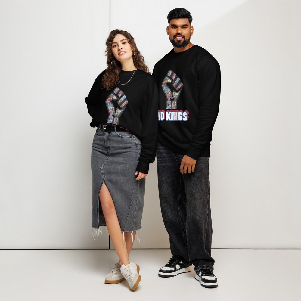 “No Kings” Activism Fleece Lined Crew Neck Relaxed Fit Protest Sweatshirt Unisex
