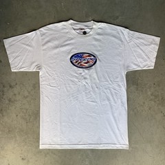 Vintage 1998 Team Speedo Graphic Print T-Shirt Size Large White Red Blue USA