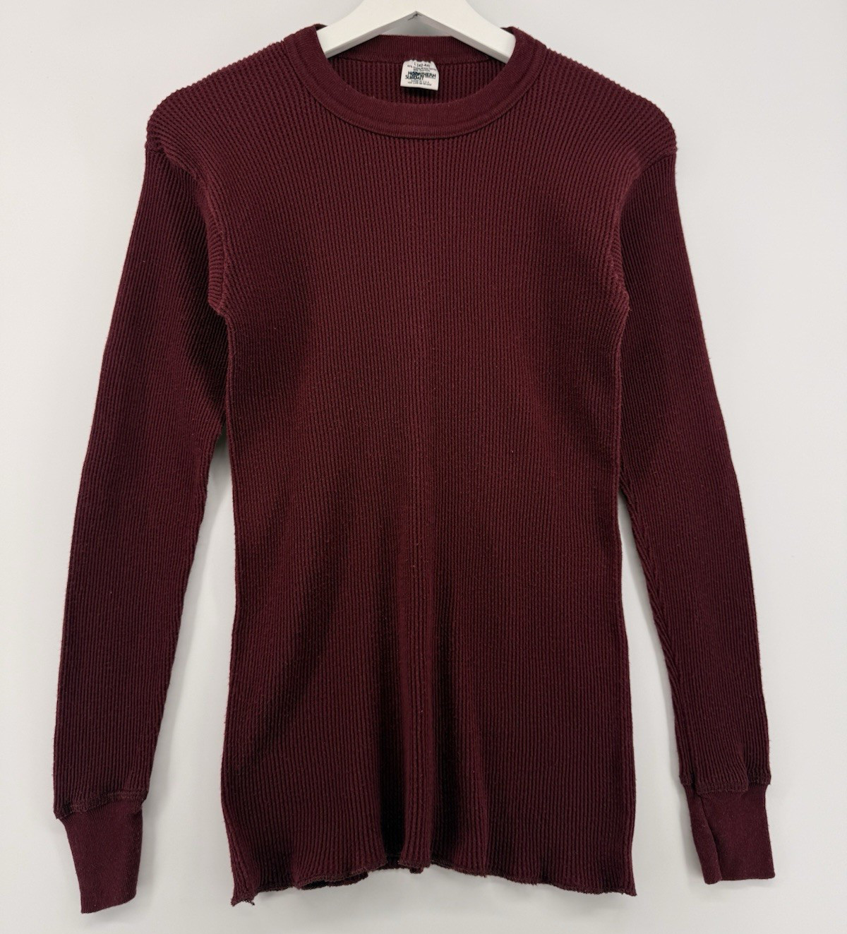 Vintage Northern Summit Men’s Thermal Waffle Knit Shirt Burgundy Large USA