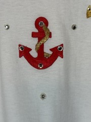 Jerzees White Nautical Anchors Unisex T-shirt Size Large