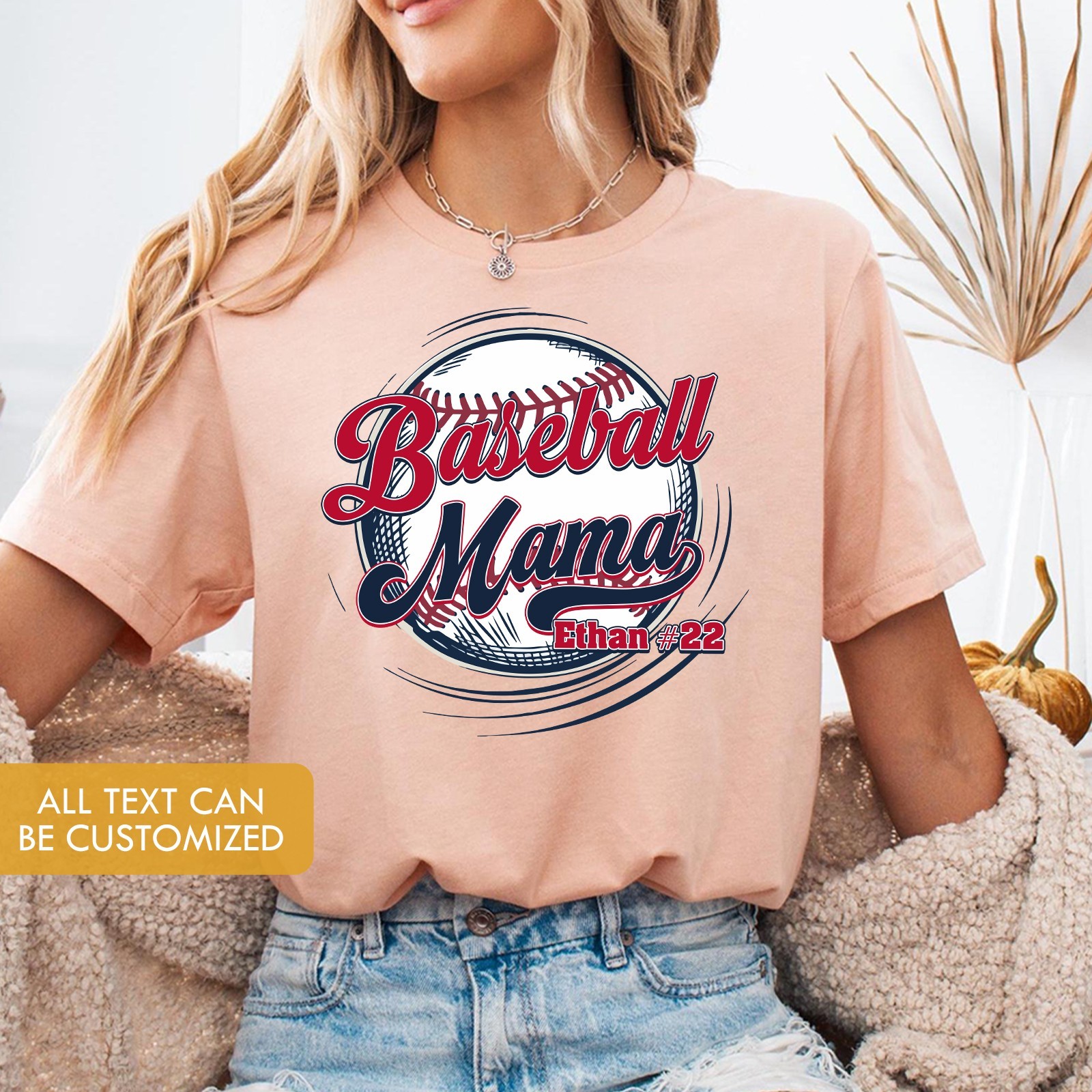 Personalized Baseball Mama Shirt Custom Player Name Number Sport Mother Gift Tee gallery