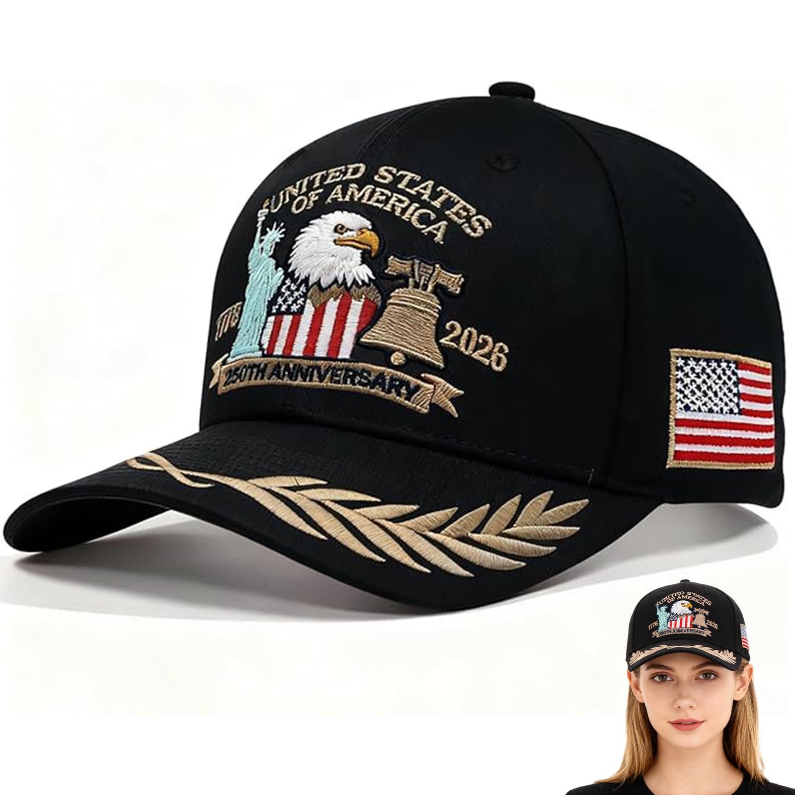 250 Anniversary USA Hat Baseball Cap 1776-2026 Patriotic Hat for Men Women