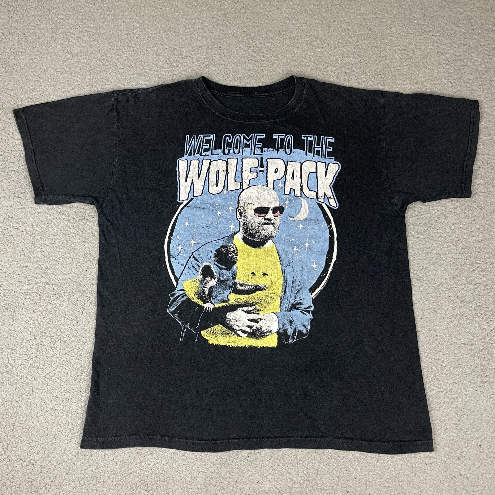 The Hangover Tshirt Adult Large Black Wolf Pack Short Movie Tee Distressed TV L*