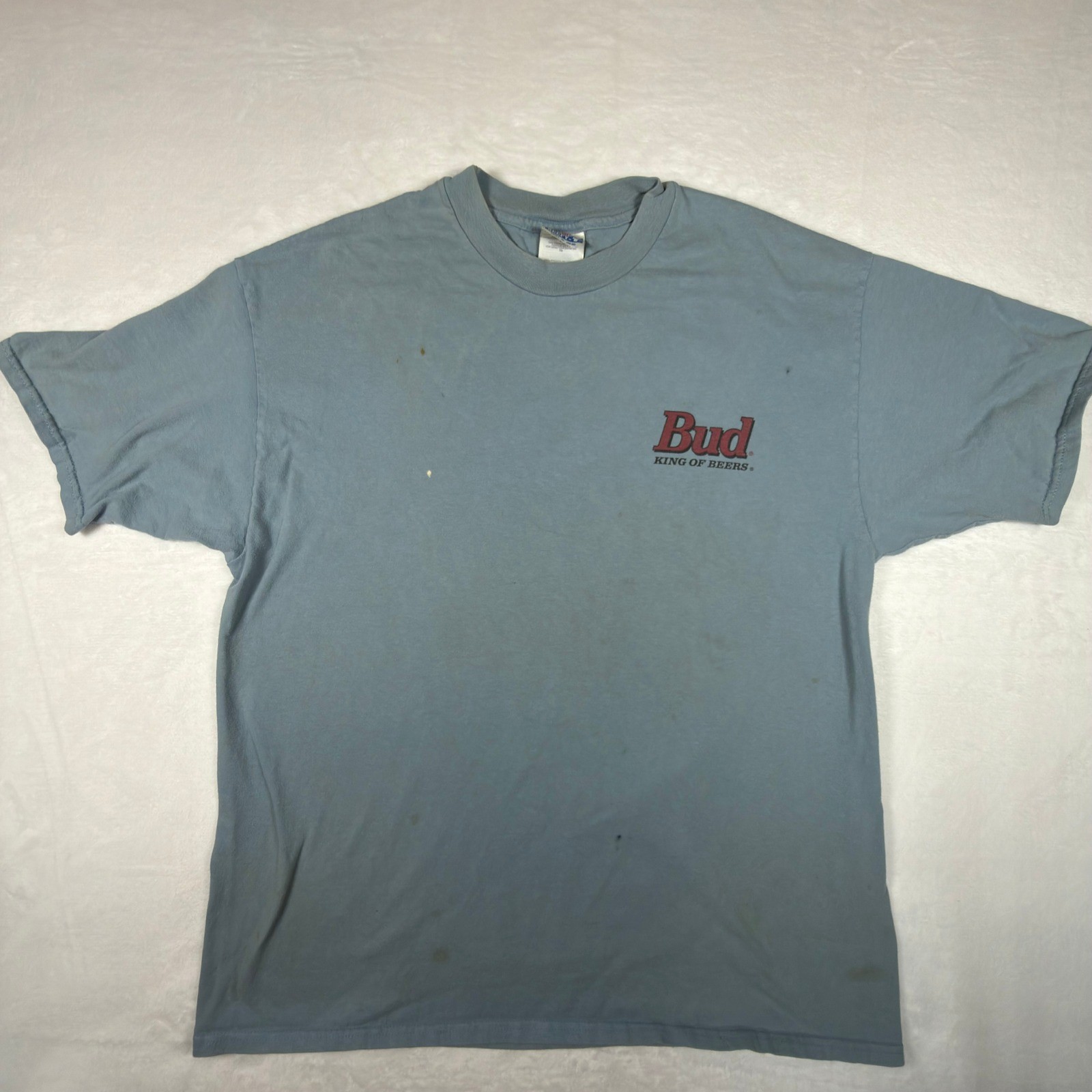 Vintage 90s Budweiser Frogs T Shirt Hanes Beefy XL Blue Bud-weis-er USA Made gallery