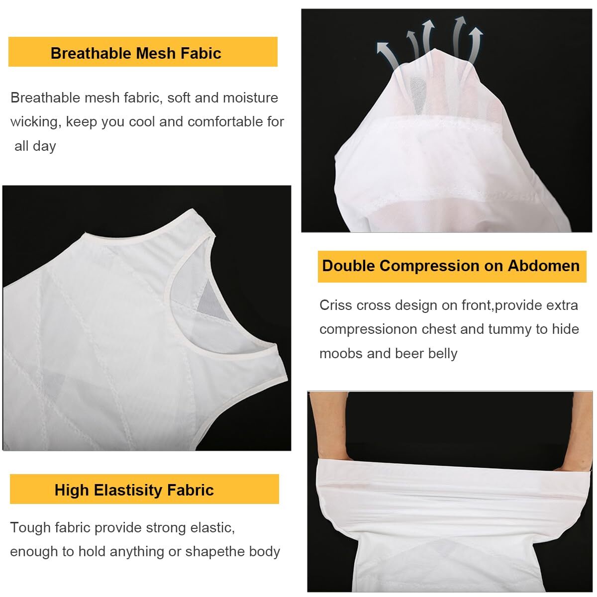Men Abdomen Compression T-Shirt Slimming Body Shaper Posture Corrector Vest Tops gallery