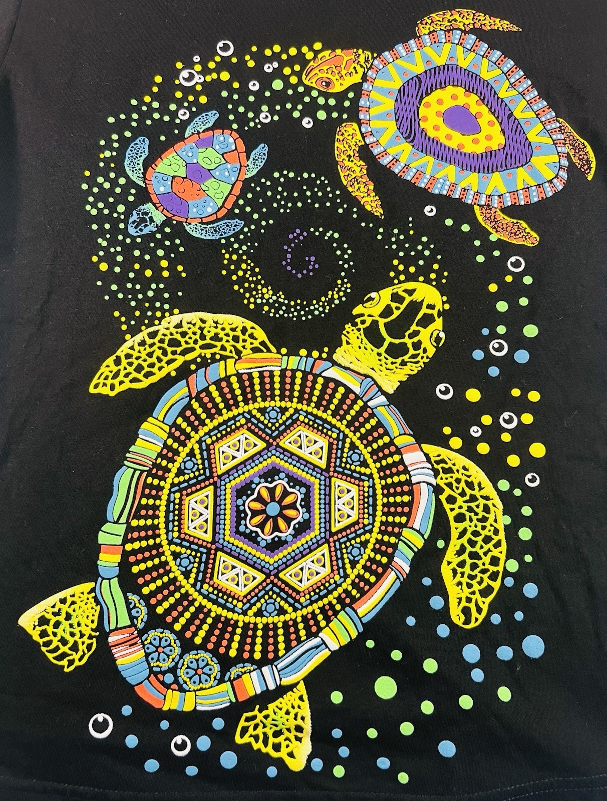 Rock Dreams Official License MOLA Art Neon Sea Turtle 2-Sided T-Shirt Men’s S gallery