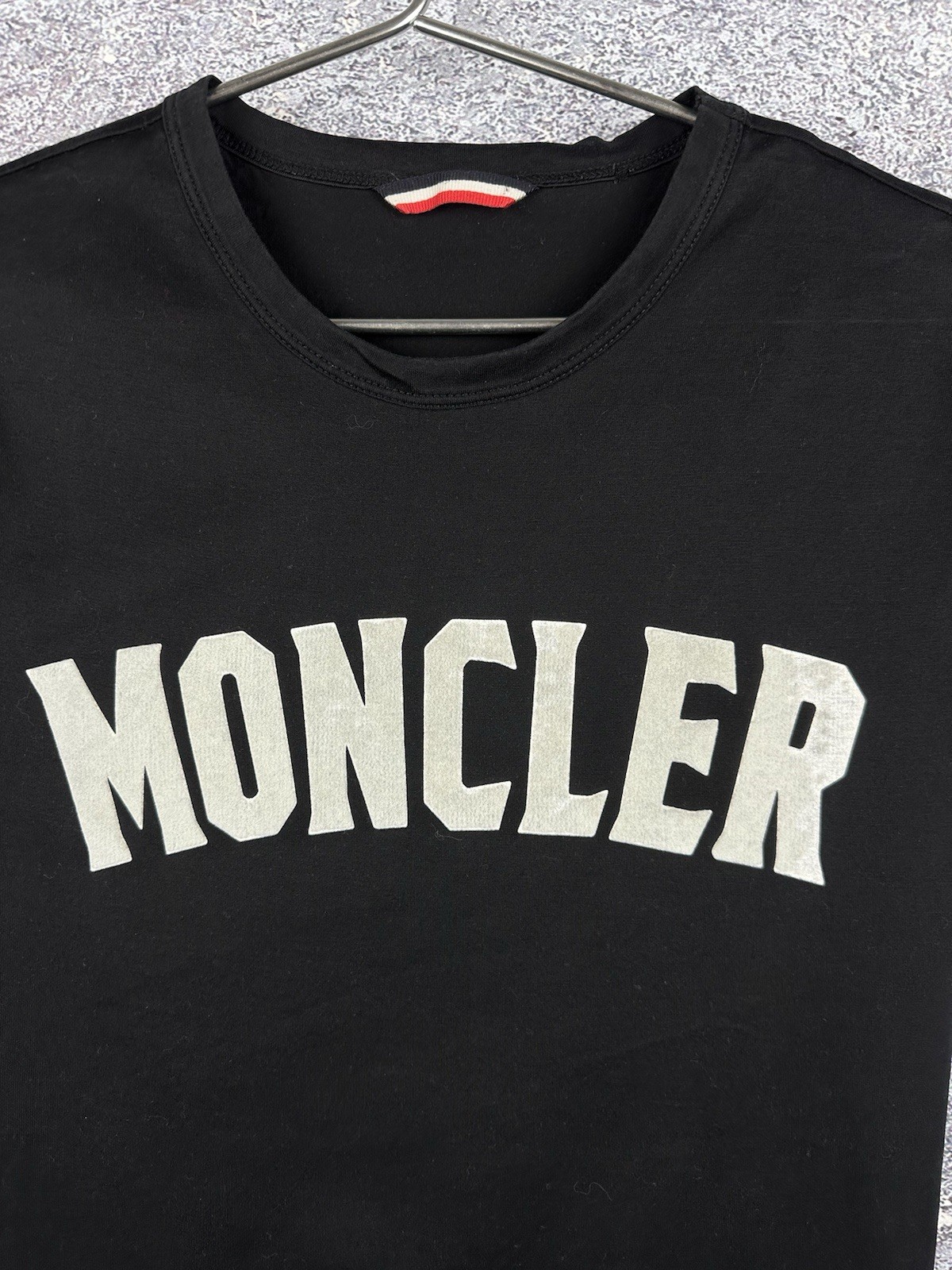 Moncler Big Logo Mens T Shirt Black Short Sleeve Cotton Luxury Spellout Tee S gallery