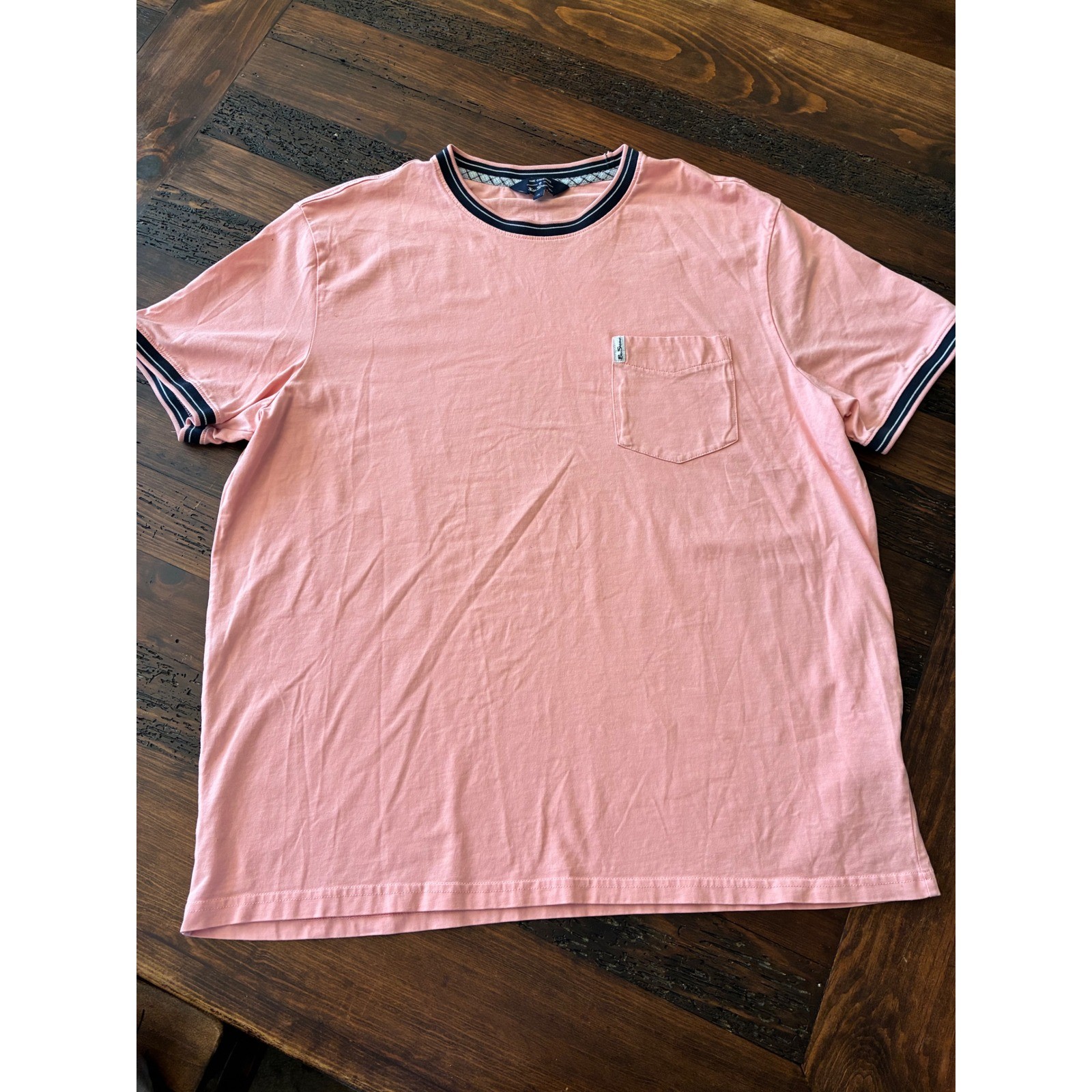Ben Sherman Coral Pink Pocket Tshirt With Contrasting Trim, Men's Size XL gallery