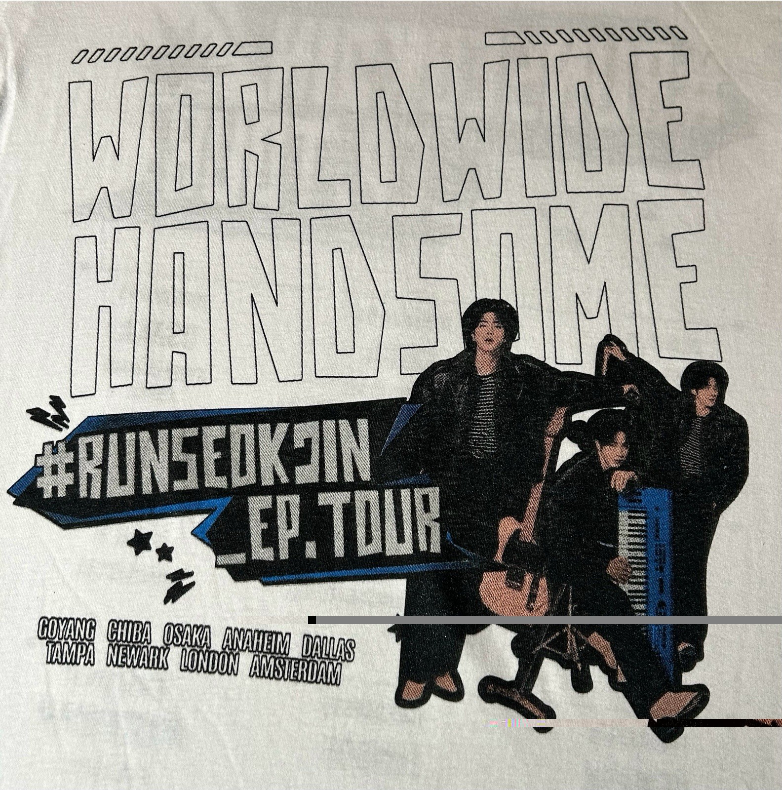 BTS Jin World Worldwide Handsome Tour Kpop RunSeokJin T-shirt White Small gallery
