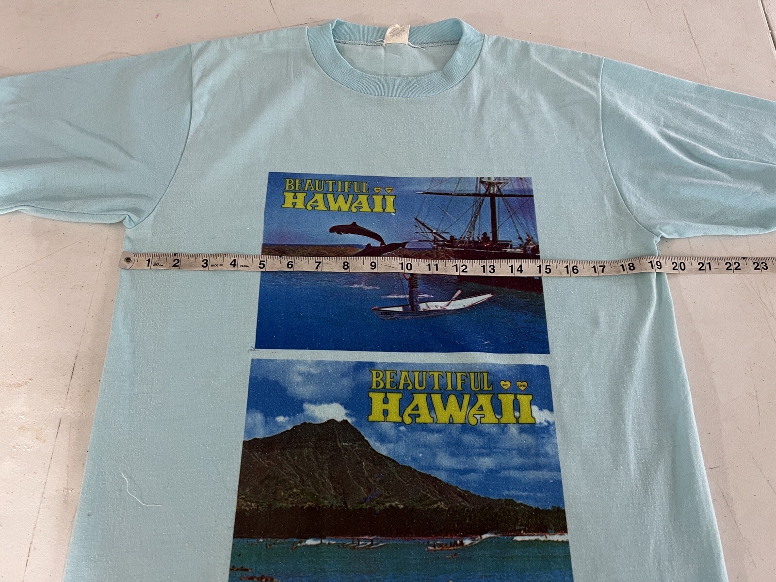 VTG beautiful Hawaii sportswear blue sz L single stitch t shirts made in USA gallery