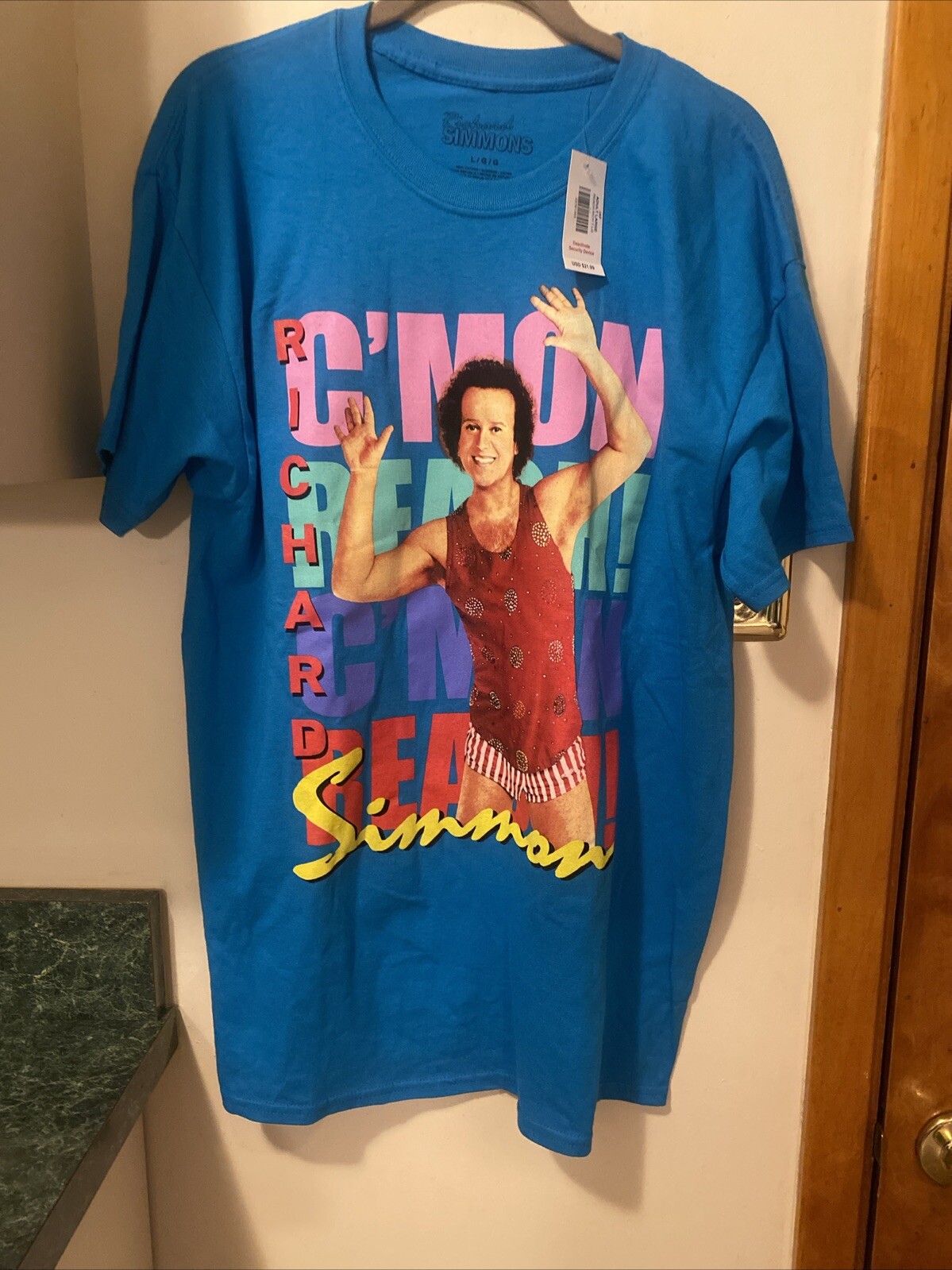 Richard Simmons C'mon Reach Shirt Blue Size Large Spencer's Tshirt Exercise New gallery