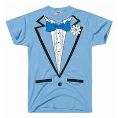 LIGHT BLUE or ORANGE RUFFLED TUXEDO TEE costume dumb and dumber halloween TUX