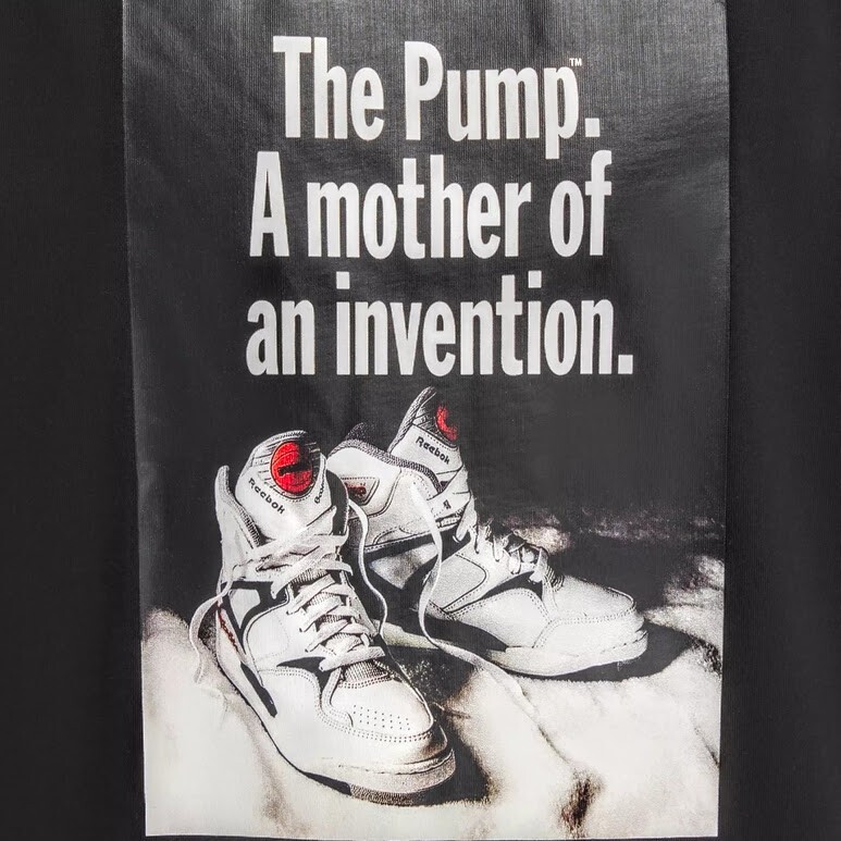 Reebok XL Men's T-Shirt Black White Retro Pump Invention Lifestyle Cotton NWT gallery