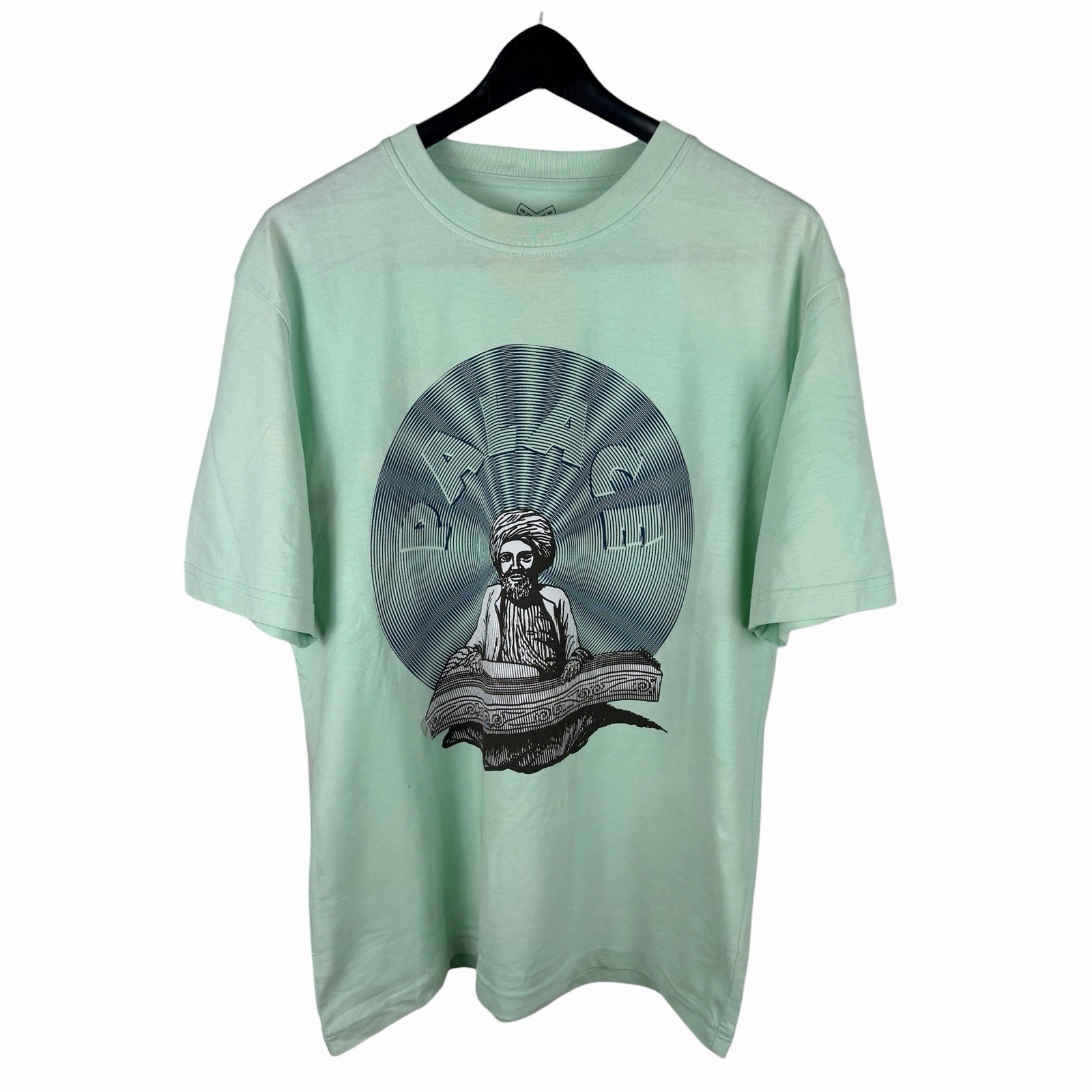 Mens Palace Streetwear Center Logo Buddha Man Graphic Green Shirt Size L gallery