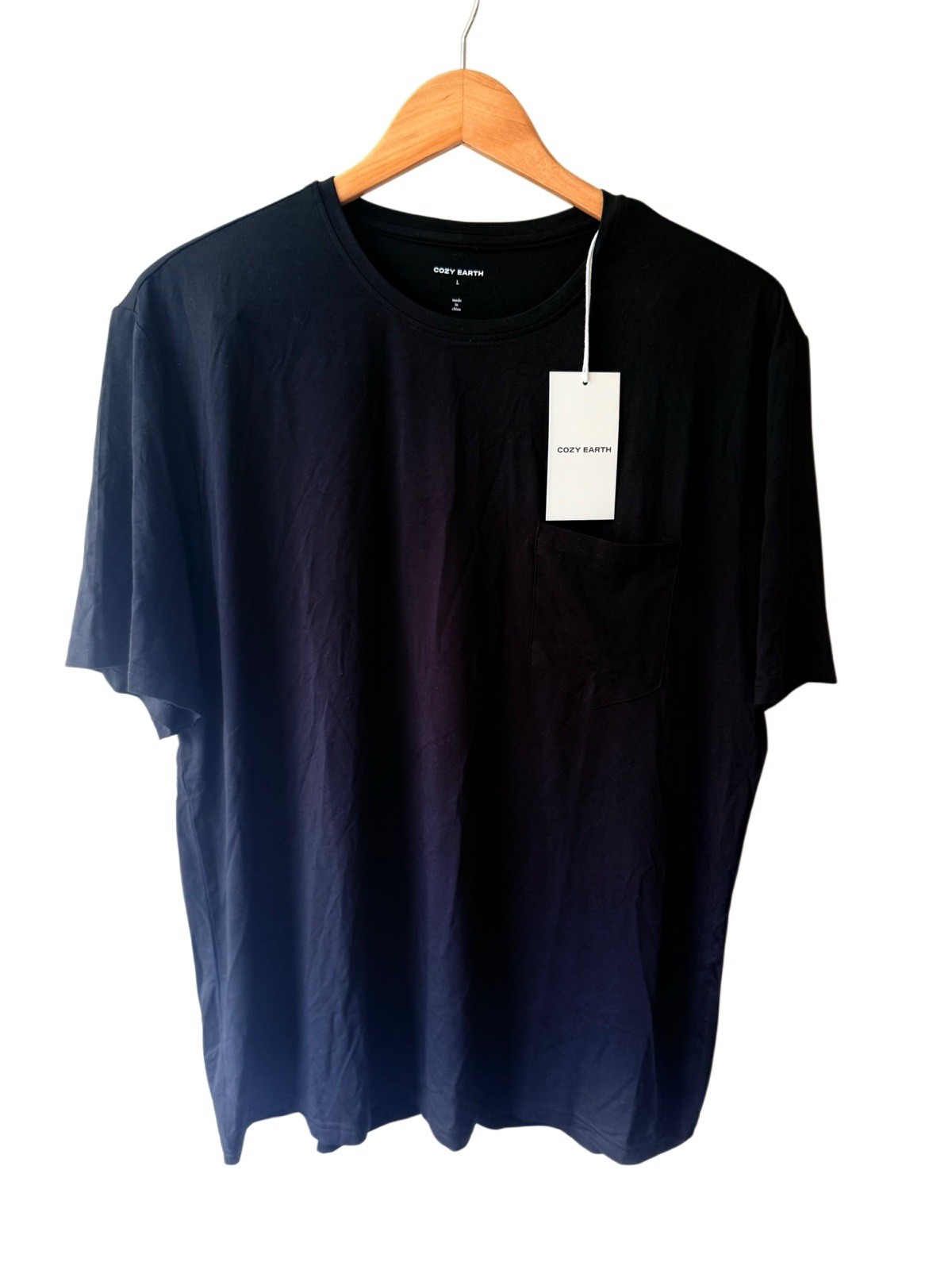 Cozy Earth Men's Bamboo Stretch-Knit Short Sleeve Tee Lounge Shirt Black Size L gallery