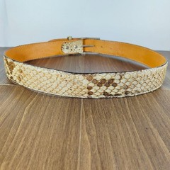 【intage Python】Luxury Python Leather Dress Belt, Made in Italy