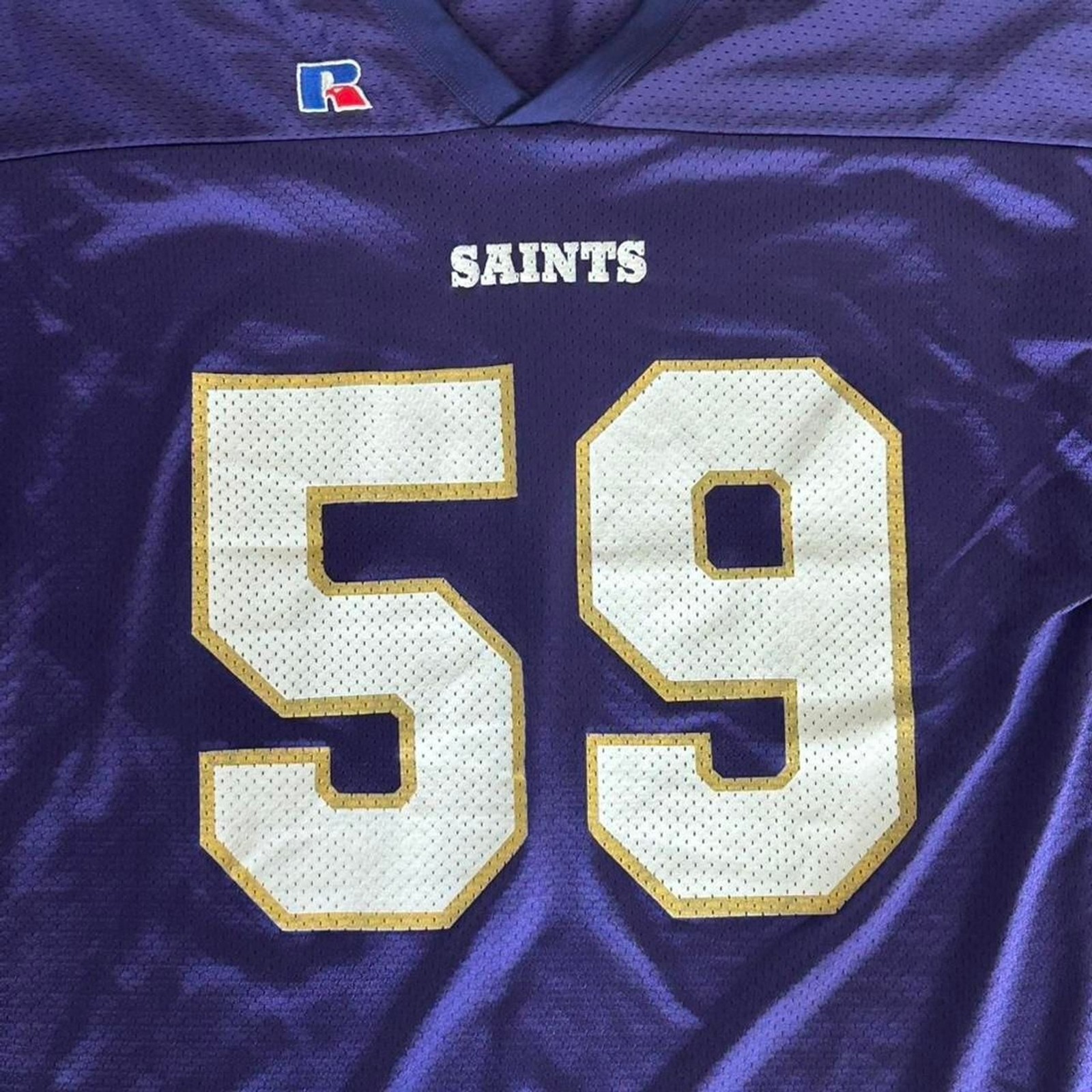Vintage/Y2K Russell Athletic New Orleans Saints purple jersey 59 Size XL gallery