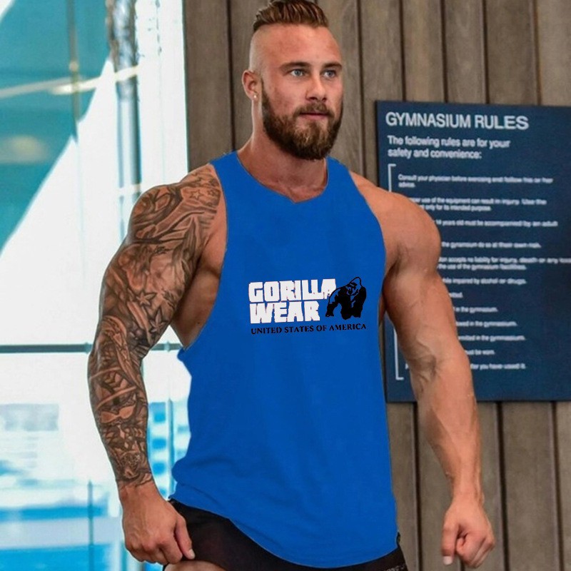 Men Tank Top Gym Workout Shirt Sleeveless Muscle Fitness Bodybuilding Tank Shirt gallery