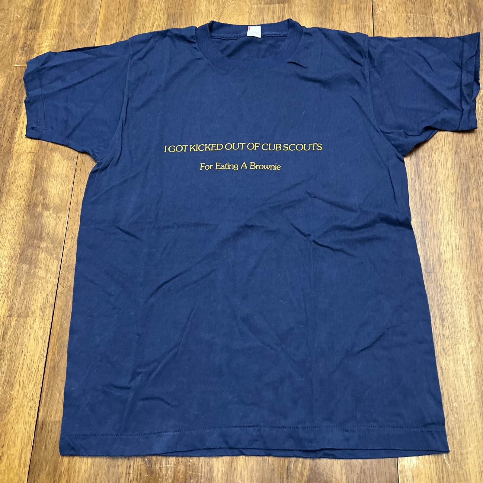 Vintage Screen Stars Blue “I Got Kicked Out of Cub Scouts” Shirt Single Stitch gallery