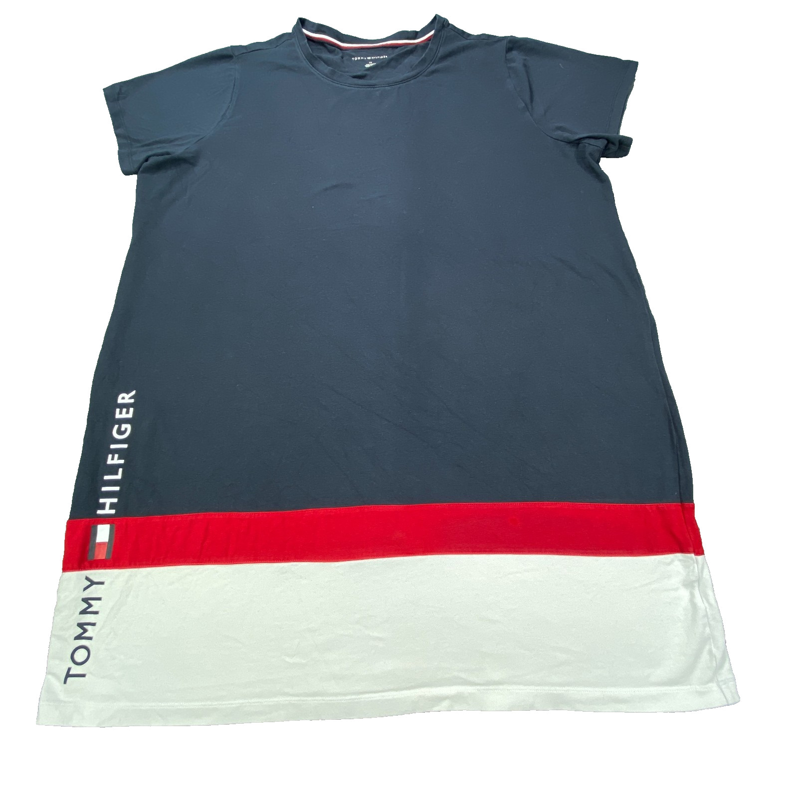 Tommy Hilfiger Shirt XTL Navy Red White Colorblock Logo Top Graphic Preppy Tee gallery
