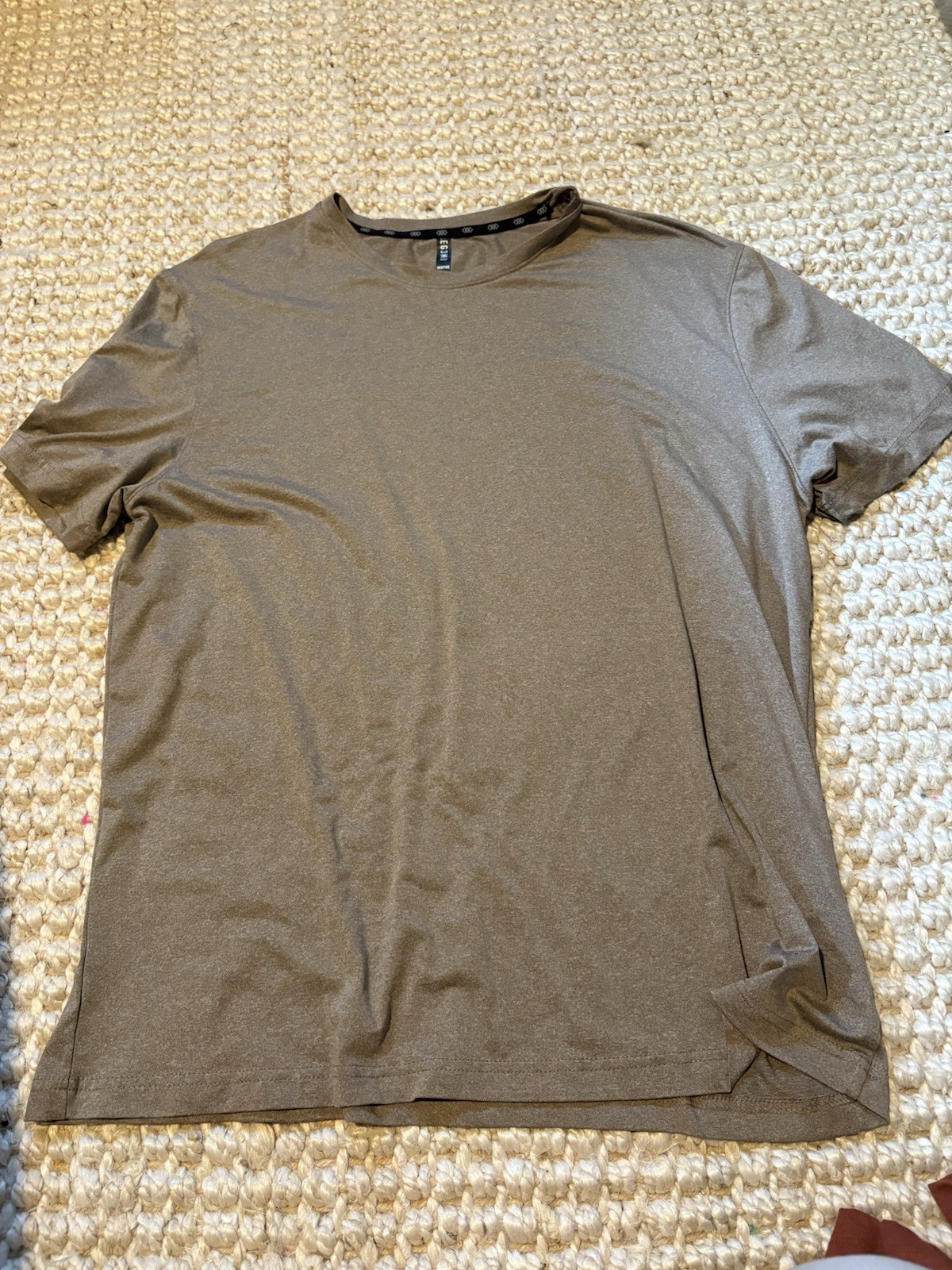 Kenneth Cole Brown Logo Knit T-Shirt, Organic Cotton Crew Neck, XL