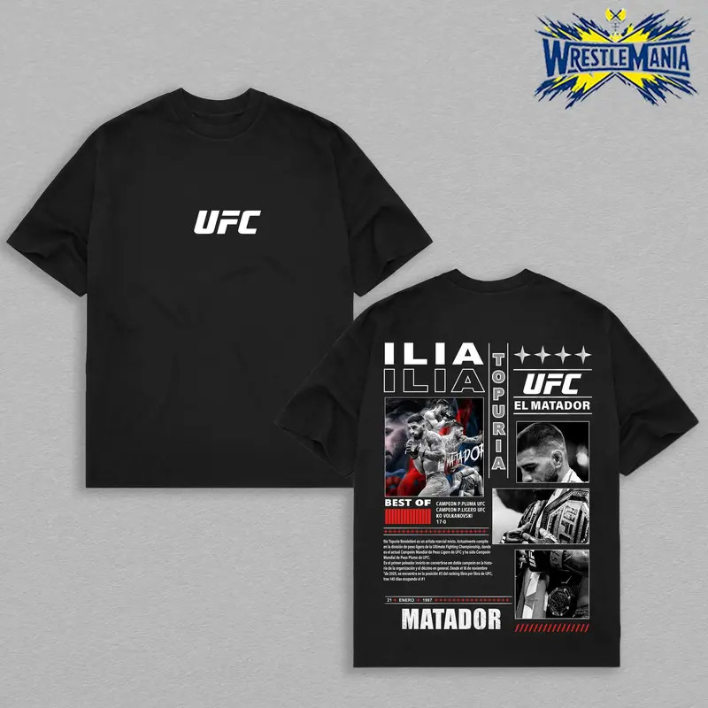 ILIA TOPURIA TEE, El Matador UFC, MMA Graphic Tee, UFC MMA Shirt, Gym Wear, Gift gallery