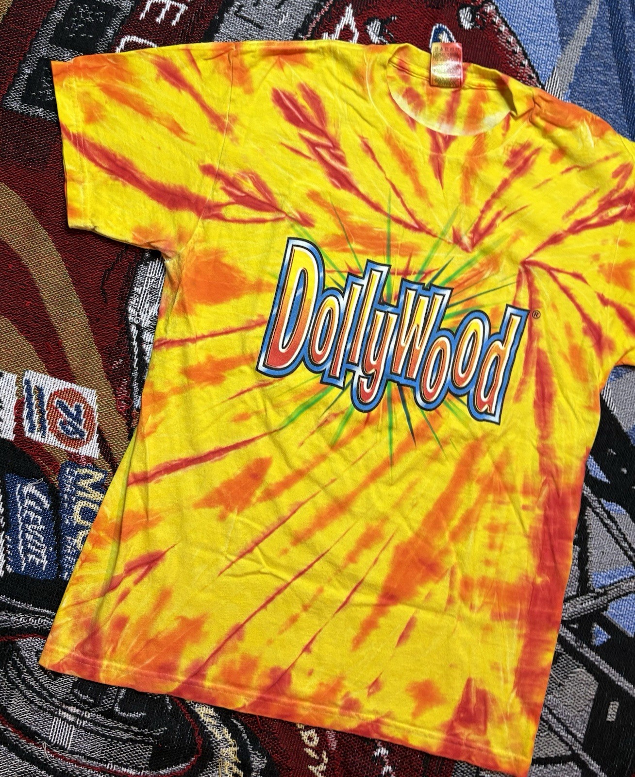 Vintage Dollywood Shirt Theme Park Medium Orange Tie Dye Souvenir Graphic Tee gallery