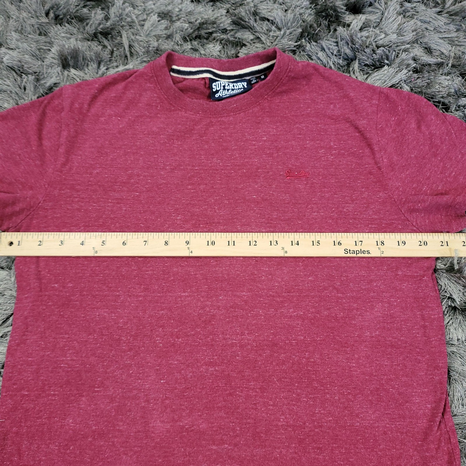 Superdry Shirt Mens Medium Red Heather Logo Tee Athletics Cotton Crewneck Soft gallery