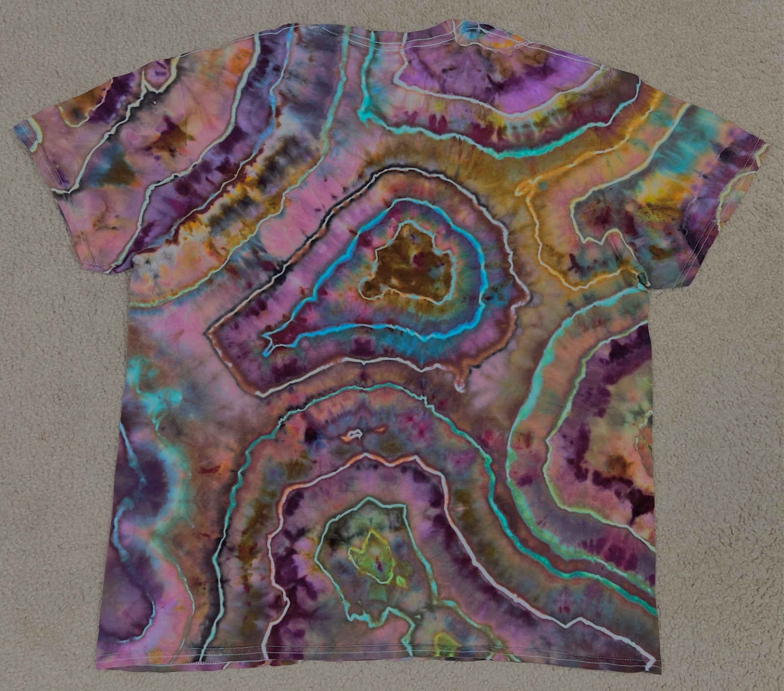 Handmade Ice Tie Dye T-Shirt XL Mens Womens Soft Cotton Blue Violet Geode gallery