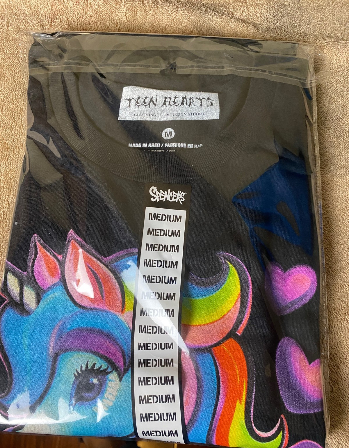 UNICORN Rainbow "Autism" Support Black Unisex Teen Hearts Clothing Tee- NWT gallery