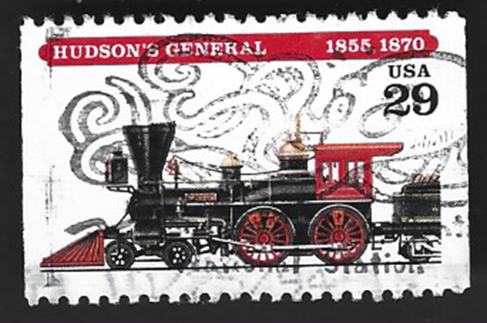 Sc#2843 29c Hudson’s General Locomotive with a Fancy Octopus Cancel – (A-3)